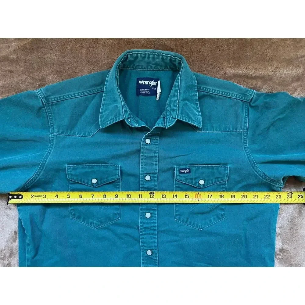 Vintage‎ Wrangler Pearl Snap Button Long Sleeve Shirt Men's Size 17-34 L/XL - Picture 4 of 5